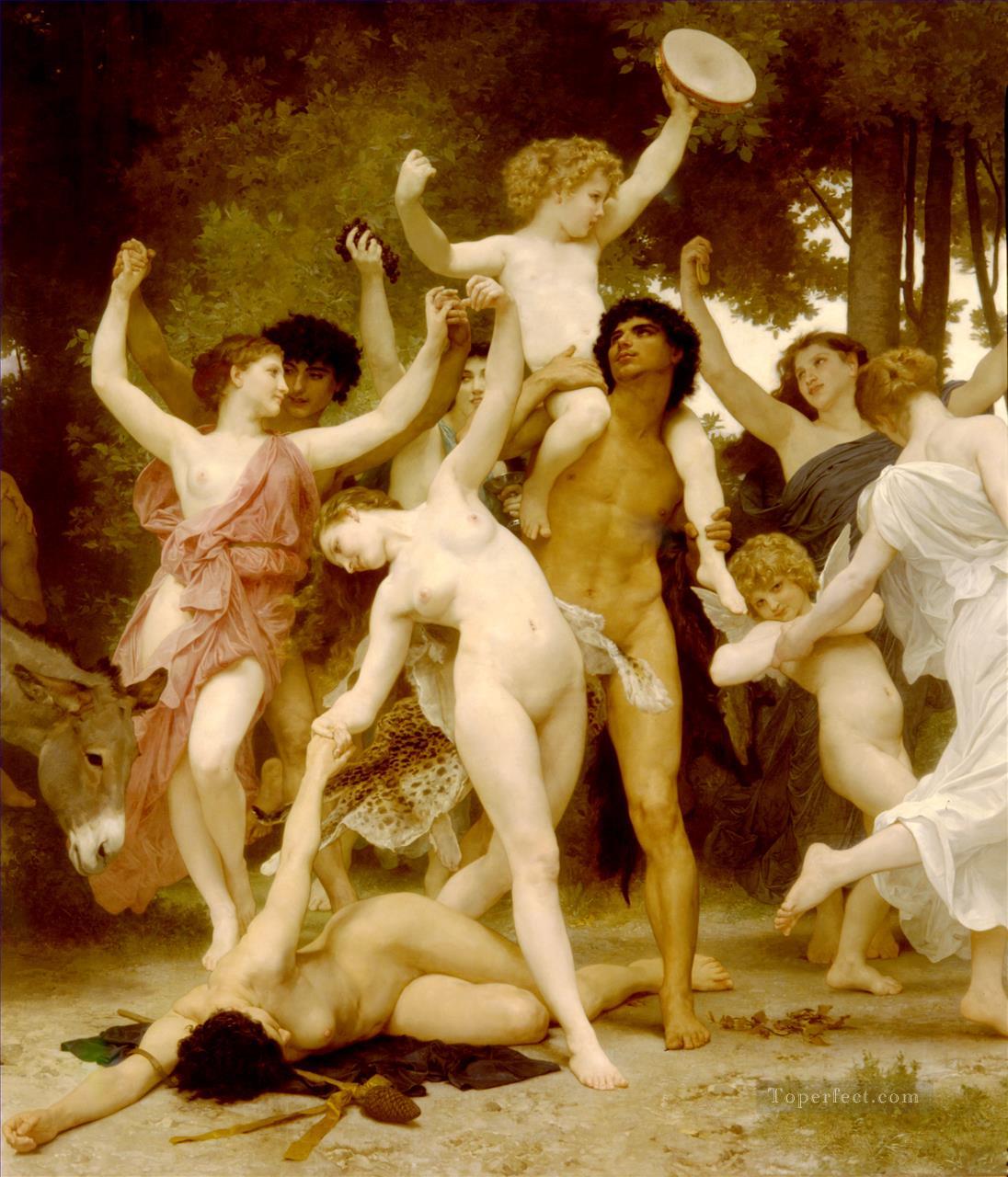 La jeunesse de Bacchus centre dt William Adolphe Bouguereau nude Oil Paintings